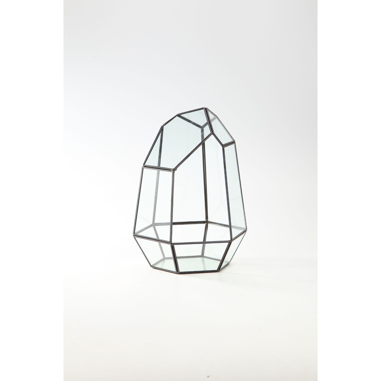 CC Home Furnishings 11.5" Black Geometric Hand Blown Glass Terrarium